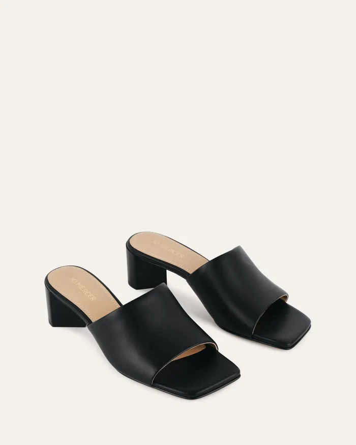 MID SANDALS jomercer Women Herbie mid heel sandals black leather MID SANDALS jomercer Women Herbie mid heel sandals black leather