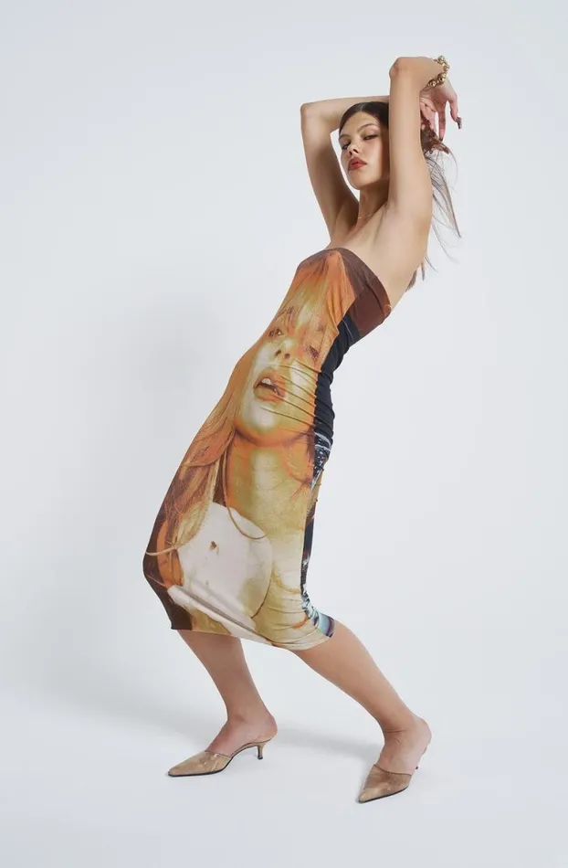 Midi Dresses Women Jaded London Teased Multiwear Bodycon Slip Midi Dress