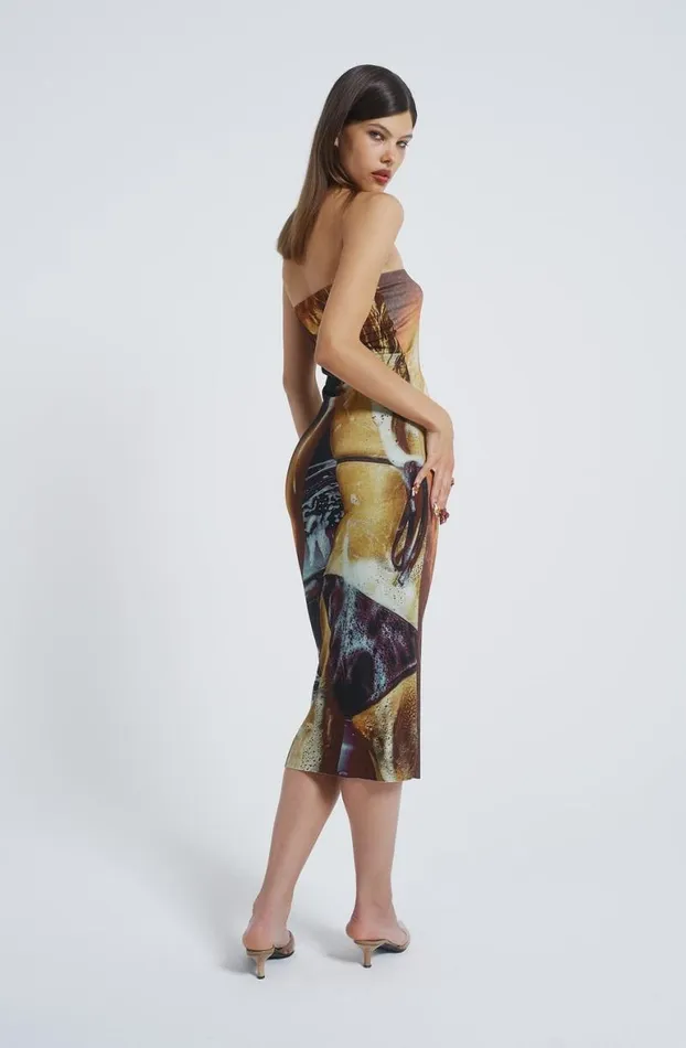 Midi Dresses Women Jaded London Teased Multiwear Bodycon Slip Midi Dress