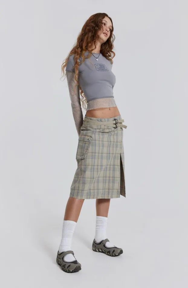 Midi Skirts Women Jaded London Giselle Check Cargo Midi Skirt
