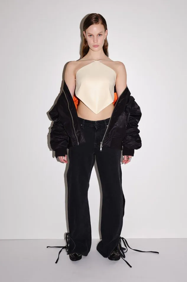 Mina Imitation Leather 8211 Off White Women Won Hundred Tops and Tshirts