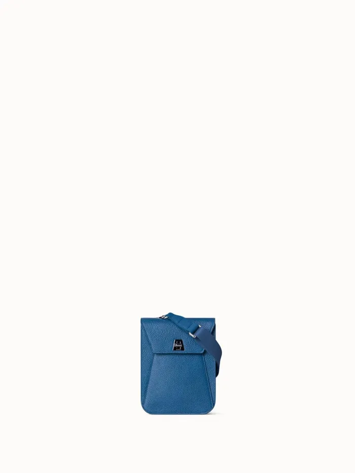 Mini Anouk Messenger Bag In Cervocalf Leather Pacific Denim Women Akris Messenger Bags