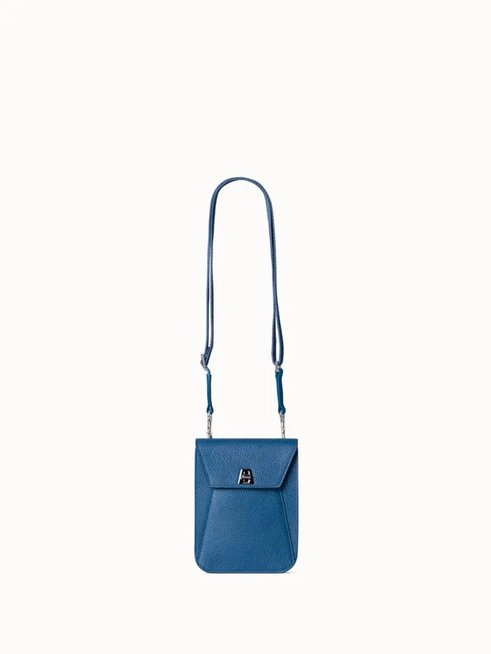 Mini Anouk Messenger Bag In Cervocalf Leather Pacific Denim Women Akris Messenger Bags
