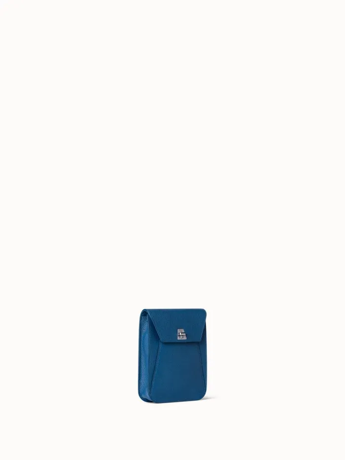 Mini Anouk Messenger Bag In Cervocalf Leather Pacific Denim Women Akris Messenger Bags