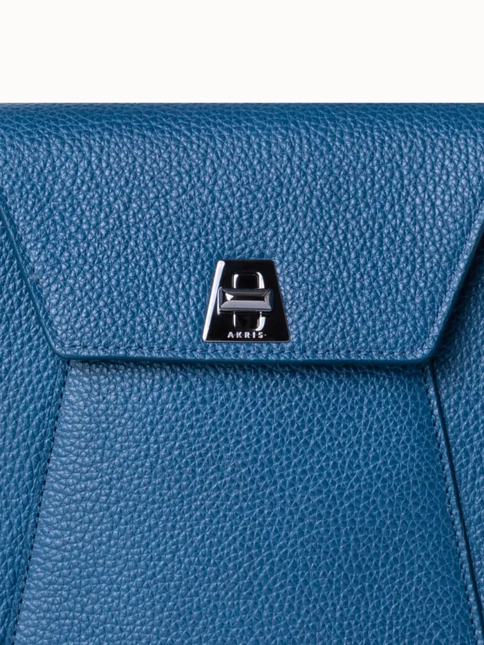 Mini Anouk Messenger Bag In Cervocalf Leather Pacific Denim Women Akris Messenger Bags
