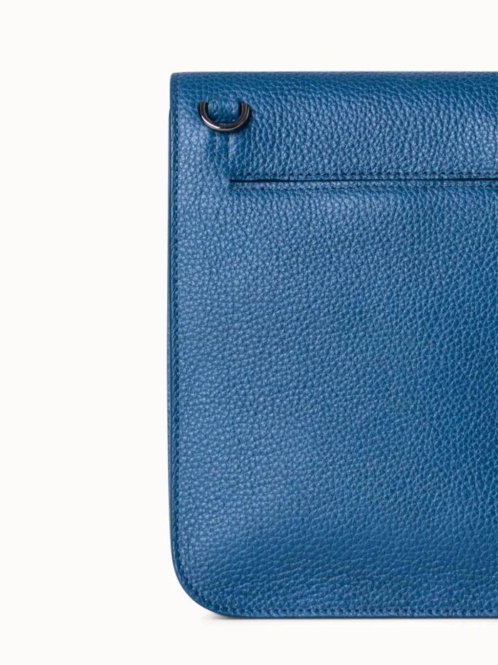 Mini Anouk Messenger Bag In Cervocalf Leather Pacific Denim Women Akris Messenger Bags