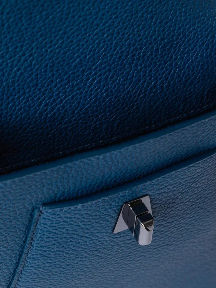 Mini Anouk Messenger Bag In Cervocalf Leather Pacific Denim Women Akris Messenger Bags