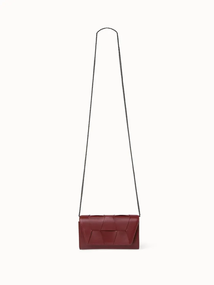 Mini Clutch In Braided Trapezoids Crimson Women Akris Shoulder Bags