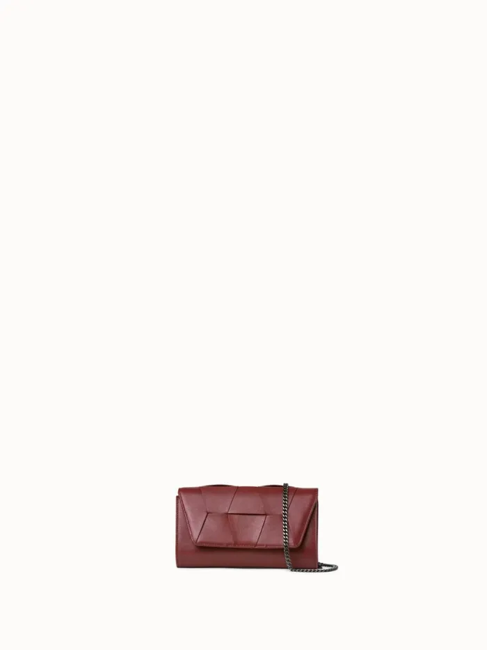 Mini Clutch In Braided Trapezoids Crimson Women Akris Shoulder Bags