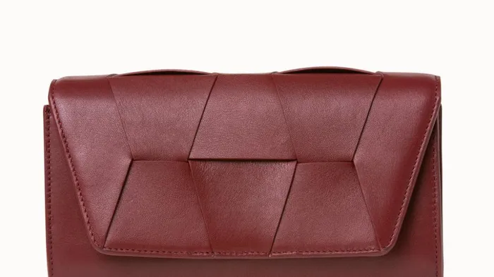 Mini Clutch In Braided Trapezoids Crimson Women Akris Shoulder Bags