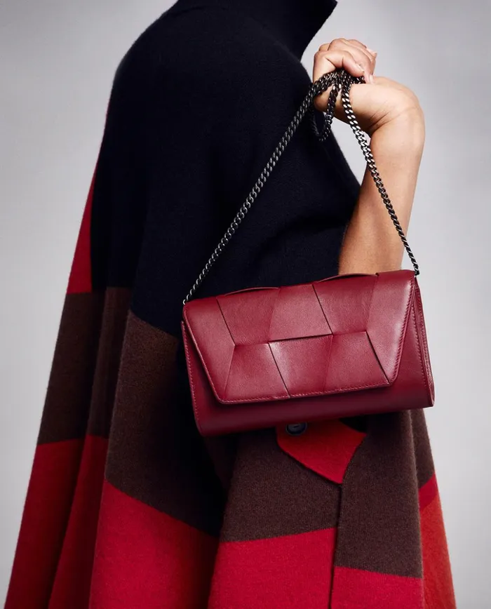 Mini Clutch In Braided Trapezoids Crimson Women Akris Shoulder Bags