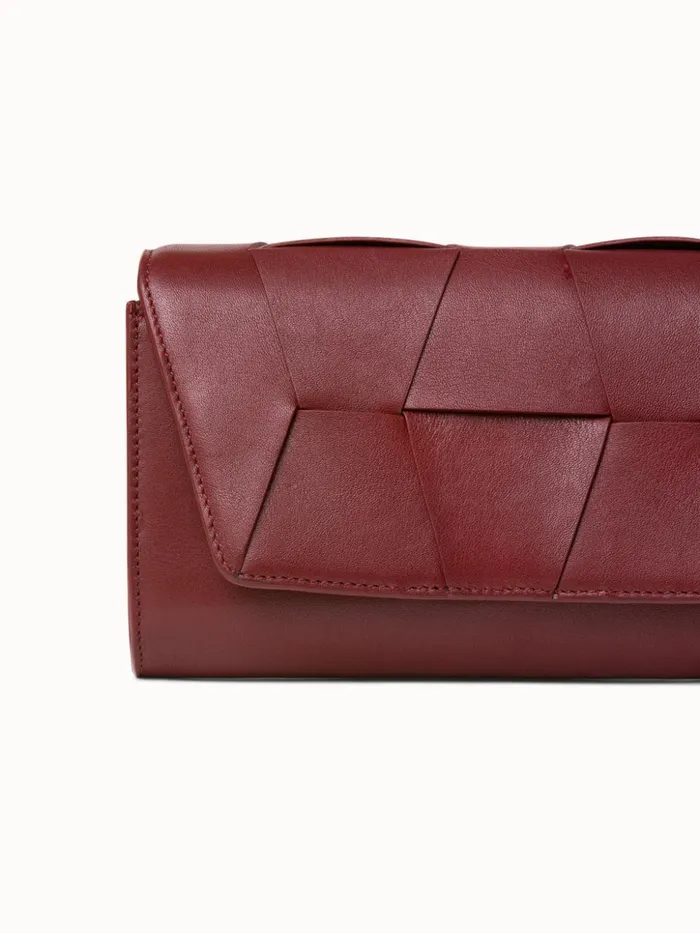 Mini Clutch In Braided Trapezoids Crimson Women Akris Shoulder Bags