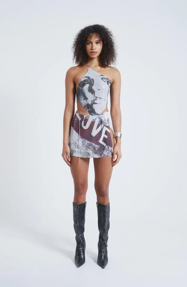 Mini Skirts Women Jaded London Printed Chain Mail Wrap Mini Skirt