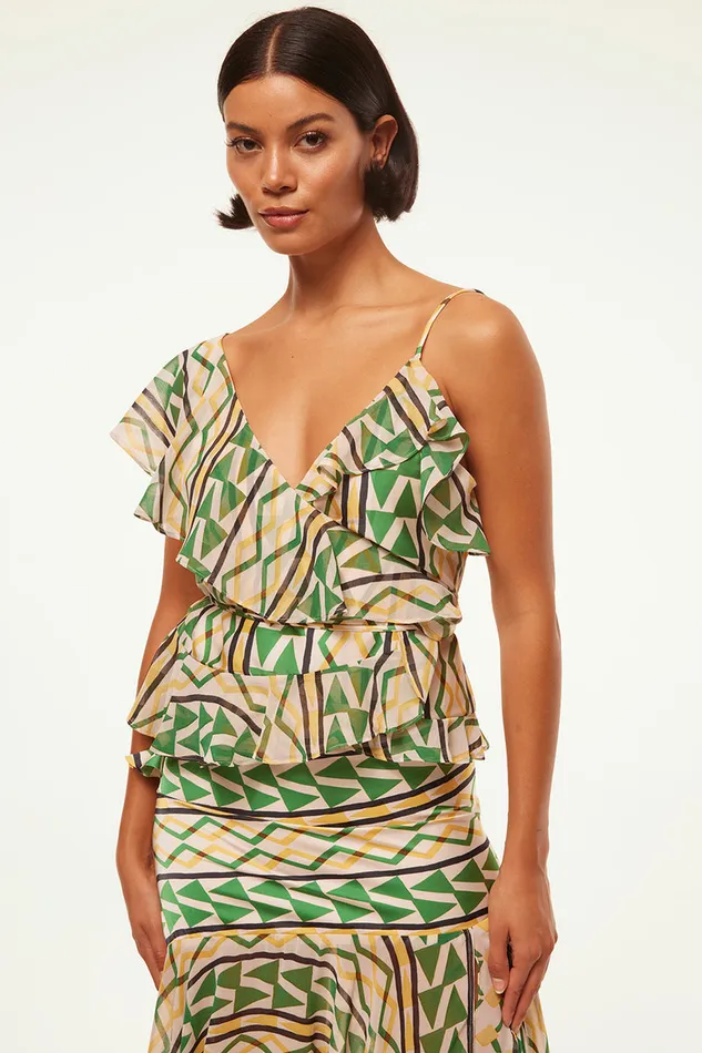 Misa Los Angeles Agata Top Limoncello Geo Mix Women Tops