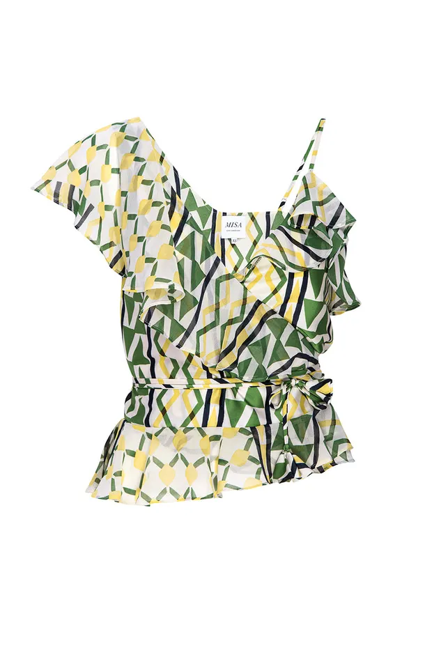 Misa Los Angeles Agata Top Limoncello Geo Mix Women Tops