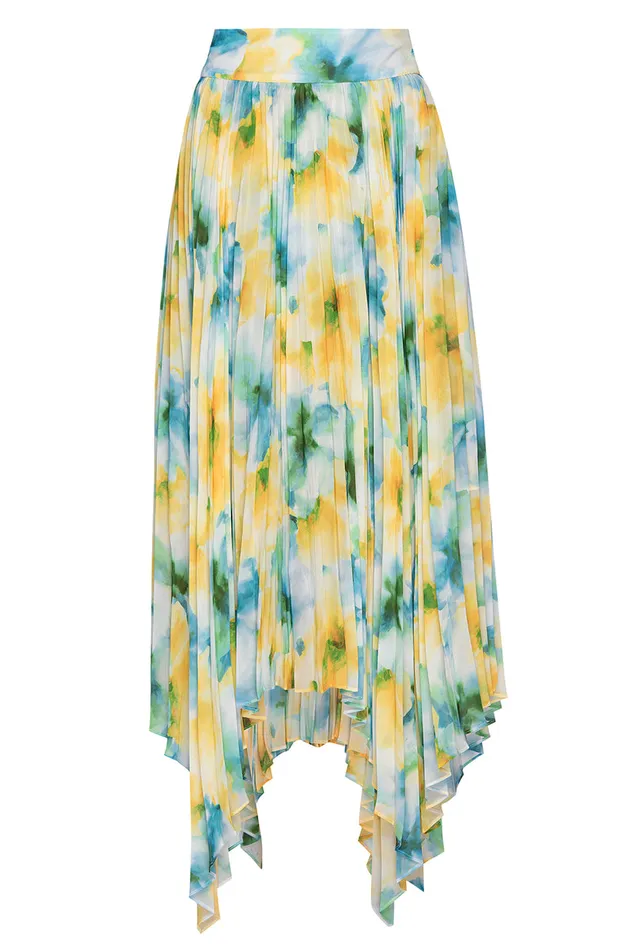 Misa Los Angeles Avra Skirt Citron Watercolor Women Skirts and Shorts