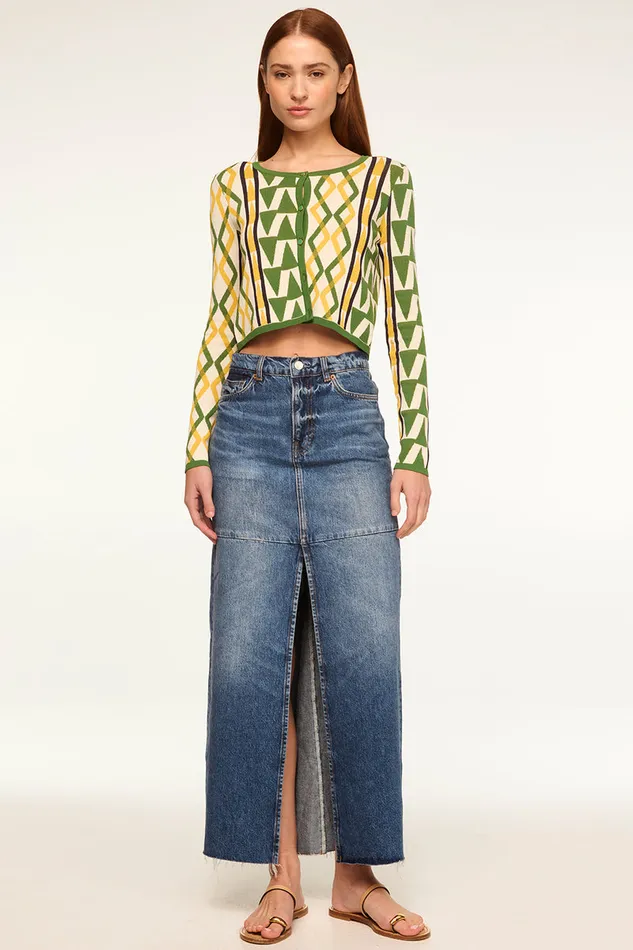 Misa Los Angeles Batista Cardigan Limoncello Geo Jacquard Women Matching Sets