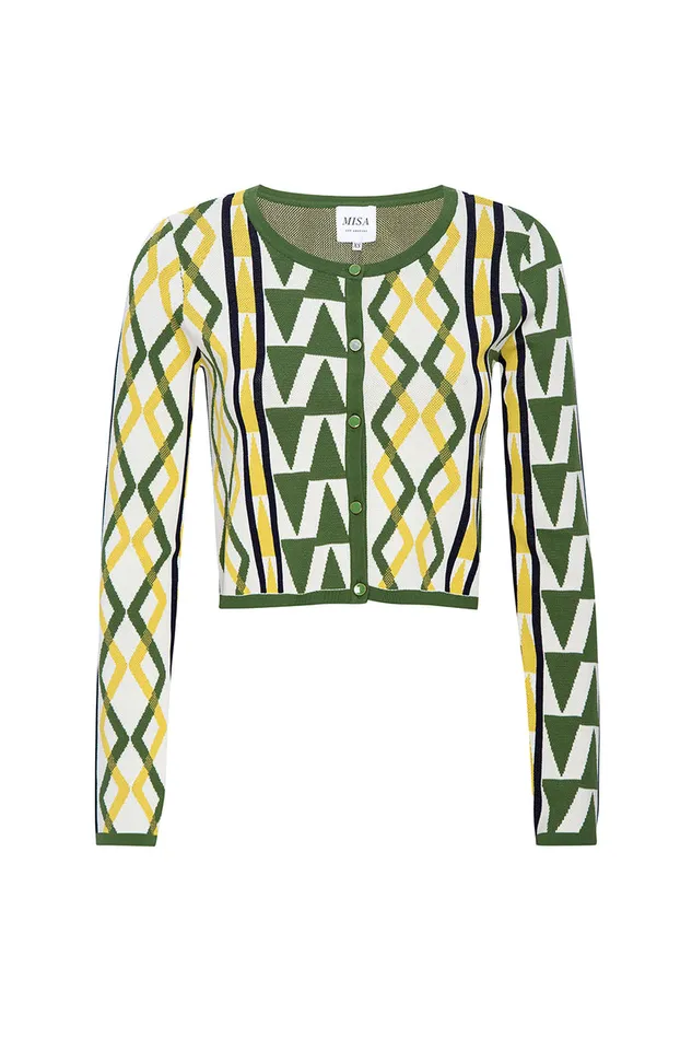 Misa Los Angeles Batista Cardigan Limoncello Geo Jacquard Women Matching Sets