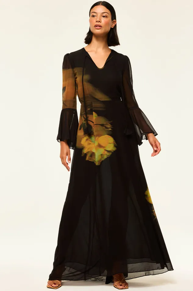Misa Los Angeles Claire Dress Yellow Rose Chiffon Women Dresses