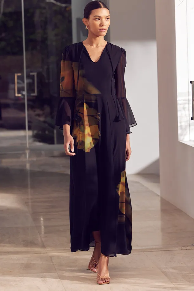Misa Los Angeles Claire Dress Yellow Rose Chiffon Women Dresses