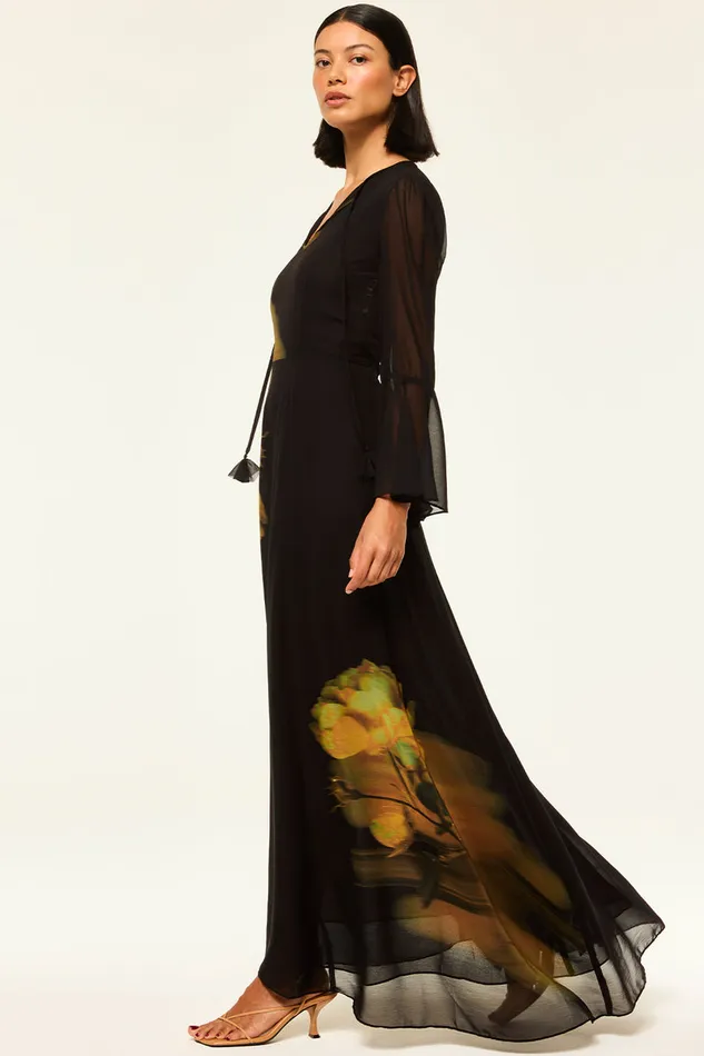Misa Los Angeles Claire Dress Yellow Rose Chiffon Women Dresses