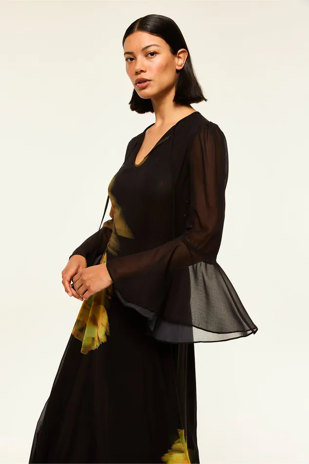 Misa Los Angeles Claire Dress Yellow Rose Chiffon Women Dresses