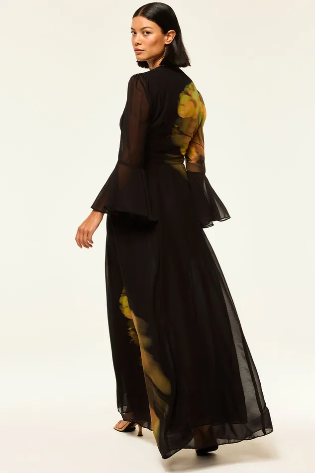 Misa Los Angeles Claire Dress Yellow Rose Chiffon Women Dresses