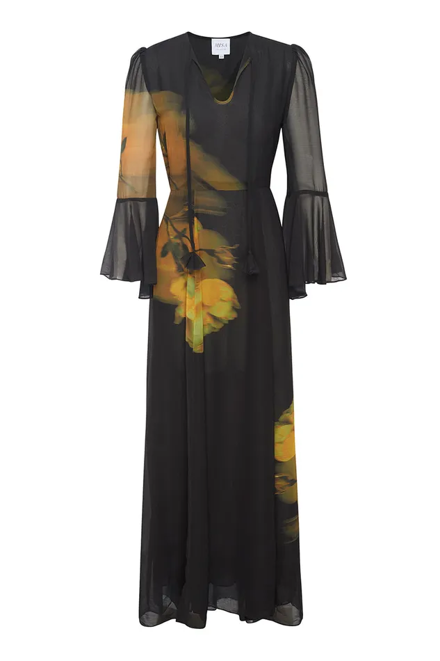 Misa Los Angeles Claire Dress Yellow Rose Chiffon Women Dresses