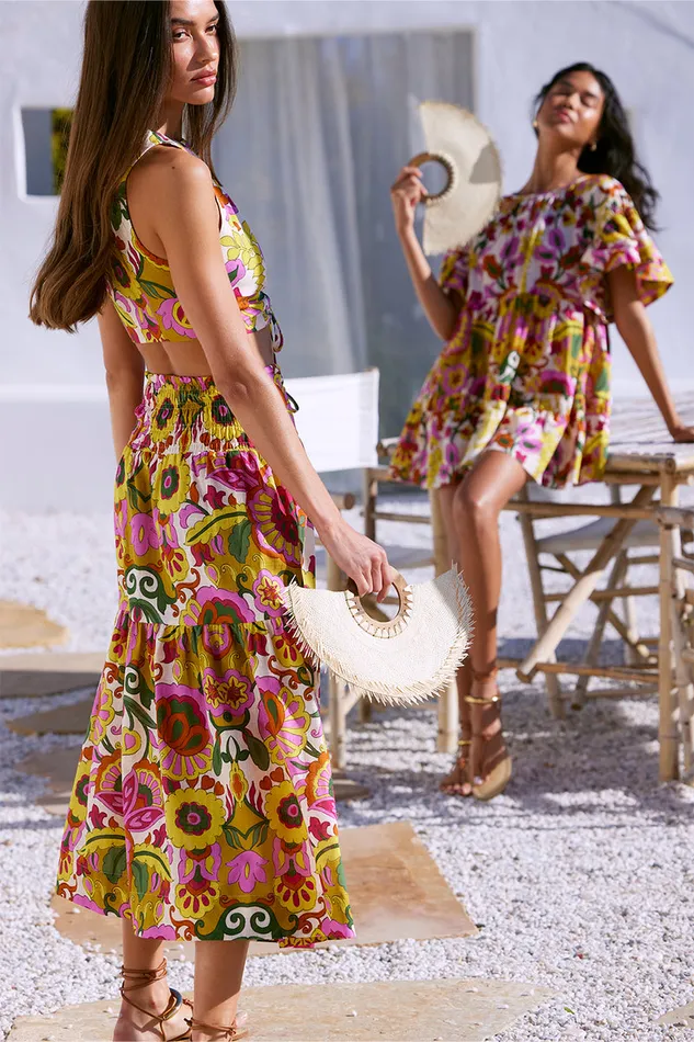 Misa Los Angeles Ellen Skirt Floral Corsica Multi Women Skirts and Shorts