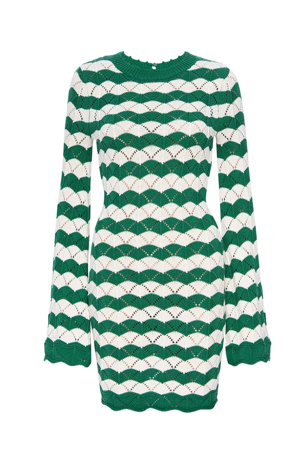 Misa Los Angeles Evelin Dress Emerald Stripe Women Dresses
