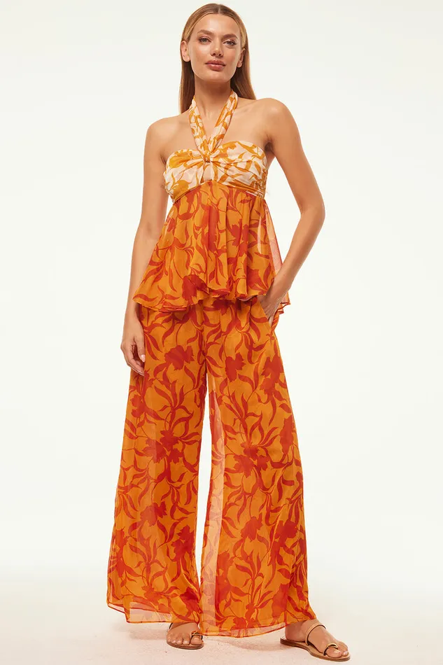 Misa Los Angeles Freda Pant Atlas Floral Persimmon Women Matching Sets