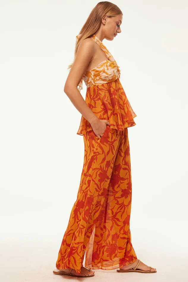 Misa Los Angeles Freda Pant Atlas Floral Persimmon Women Matching Sets