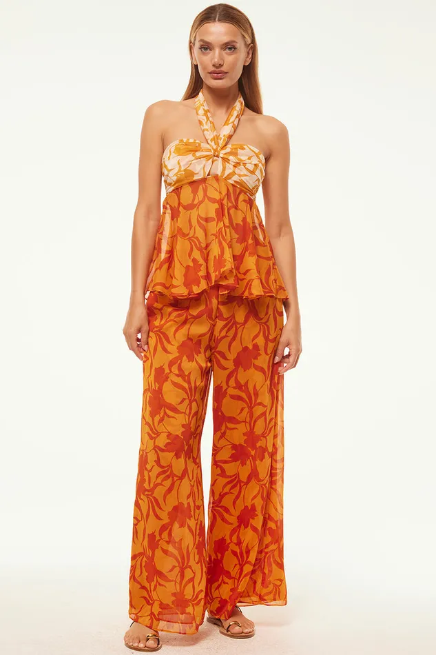 Misa Los Angeles Freda Pant Atlas Floral Persimmon Women Matching Sets