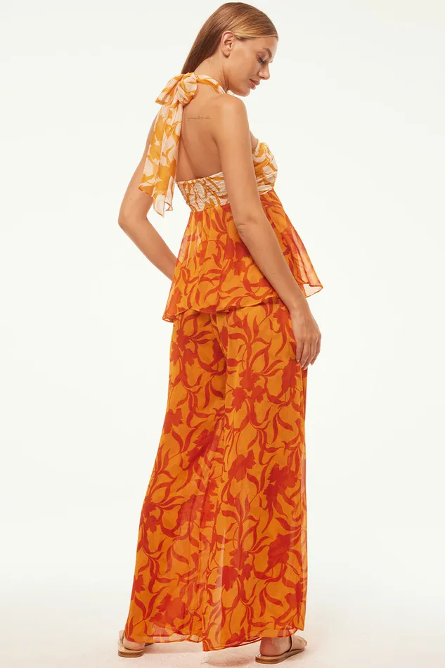 Misa Los Angeles Freda Pant Atlas Floral Persimmon Women Matching Sets