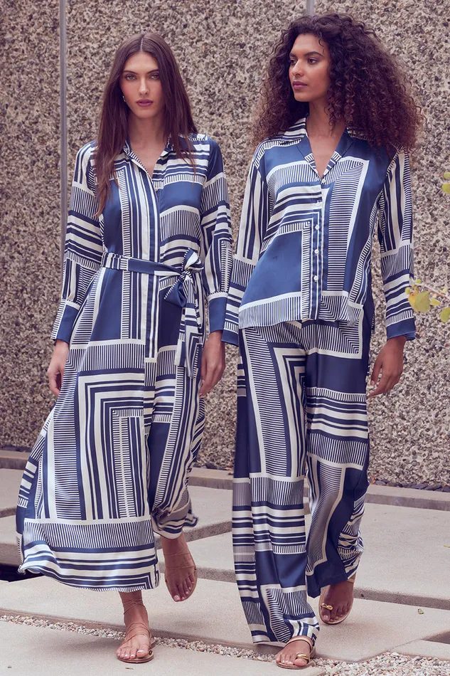 Misa Los Angeles Isme Top Linear Geo Women Matching Sets