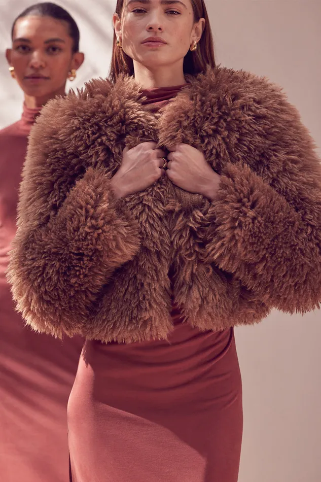 Misa Los Angeles Jordyn Faux Fur Jacket Latte Faux Fur Women Tops