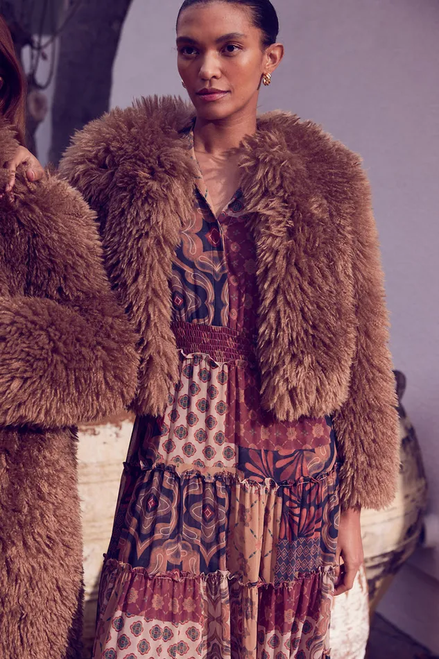 Misa Los Angeles Jordyn Faux Fur Jacket Latte Faux Fur Women Tops
