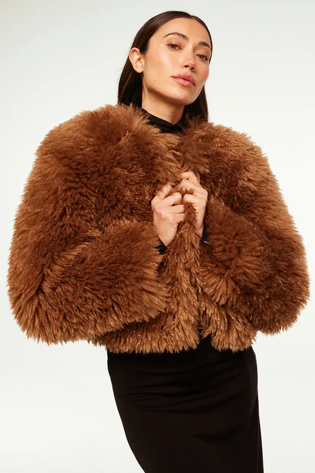 Misa Los Angeles Jordyn Faux Fur Jacket Latte Faux Fur Women Tops