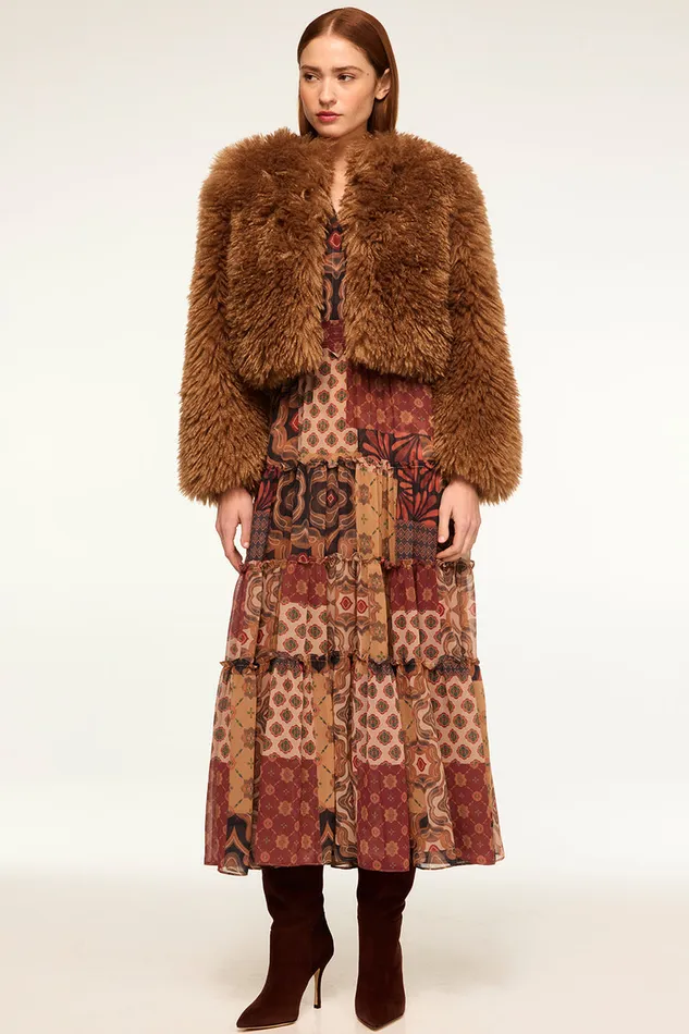 Misa Los Angeles Jordyn Faux Fur Jacket Latte Faux Fur Women Tops