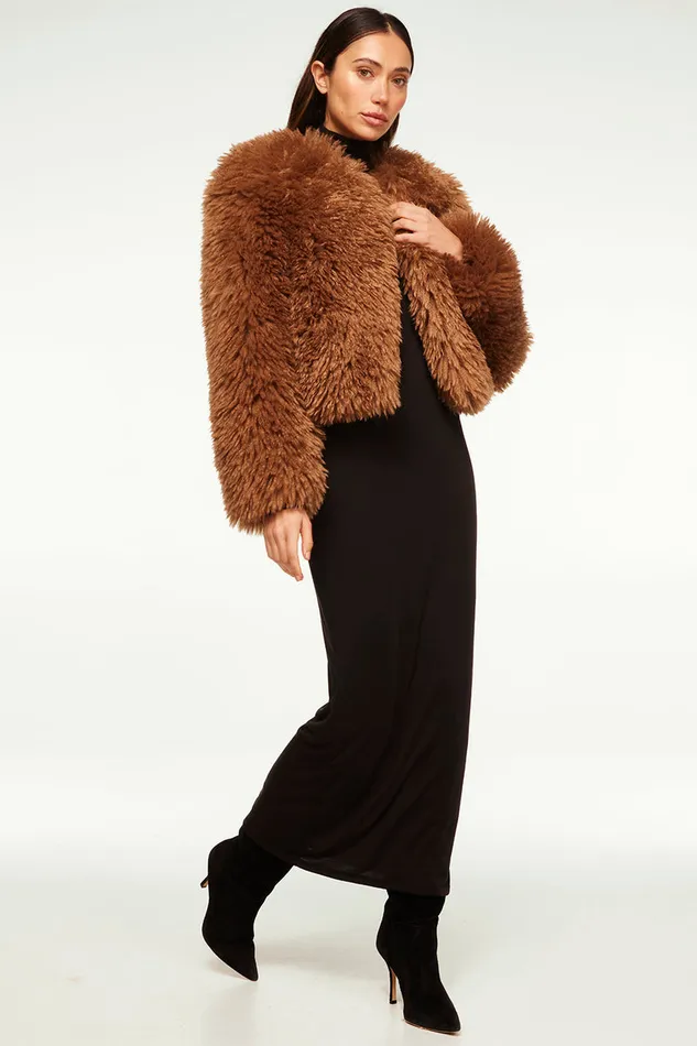 Misa Los Angeles Jordyn Faux Fur Jacket Latte Faux Fur Women Tops