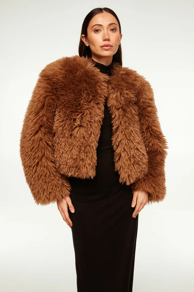 Misa Los Angeles Jordyn Faux Fur Jacket Latte Faux Fur Women Tops