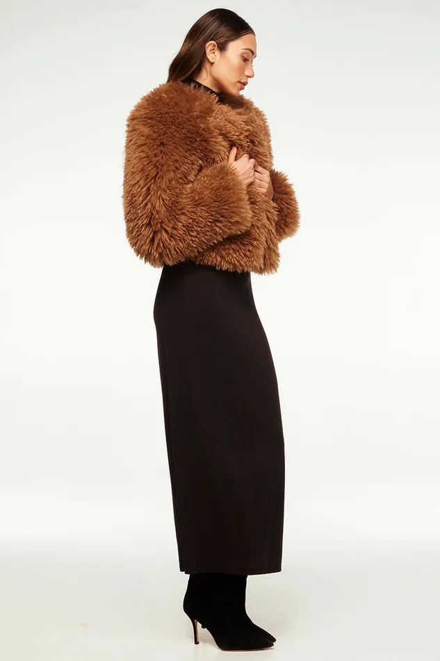 Misa Los Angeles Jordyn Faux Fur Jacket Latte Faux Fur Women Tops