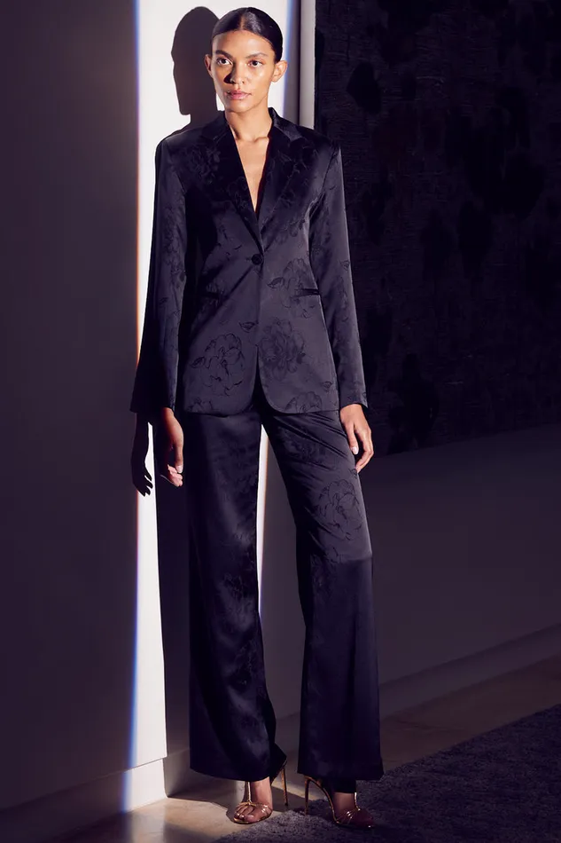 Misa Los Angeles Lauren Blazer Black Jacquard Women Matching Sets