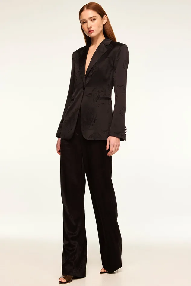 Misa Los Angeles Lauren Blazer Black Jacquard Women Matching Sets