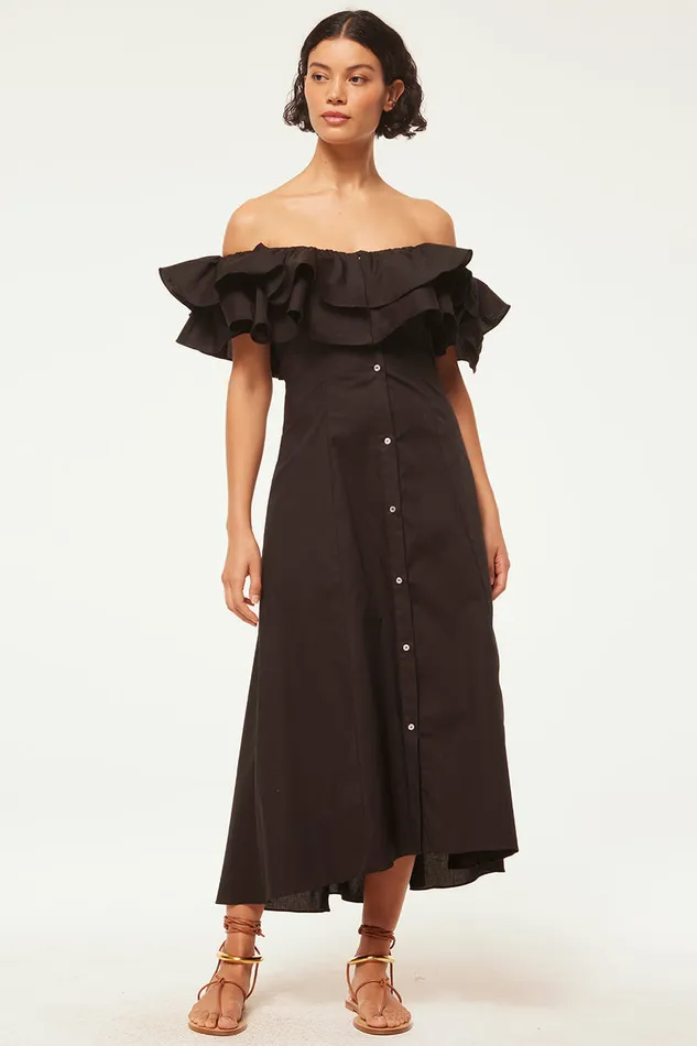 Misa Los Angeles Loretta Dress Black Poplin Women Dresses