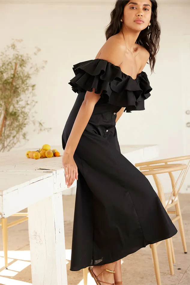 Misa Los Angeles Loretta Dress Black Poplin Women Dresses