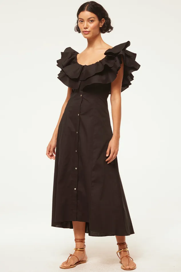 Misa Los Angeles Loretta Dress Black Poplin Women Dresses