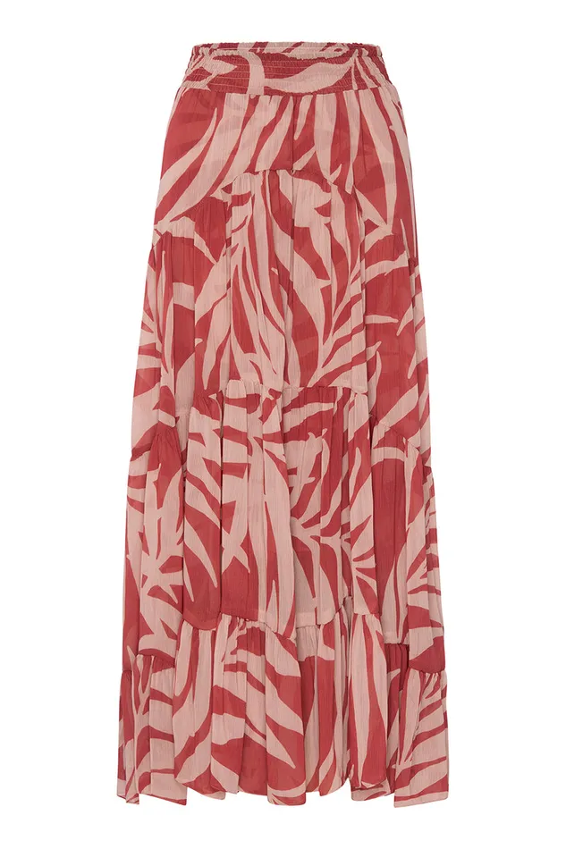 Misa Los Angeles Marie Skirt Rust Palm Frond Women Matching Sets