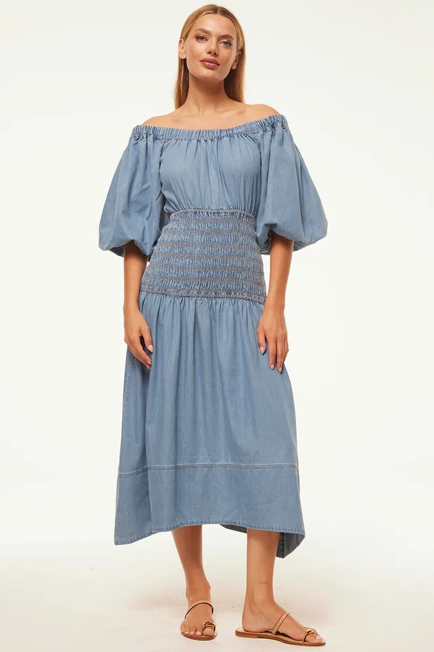 Misa Los Angeles Marilou Dress Blue Chambray Women Dresses