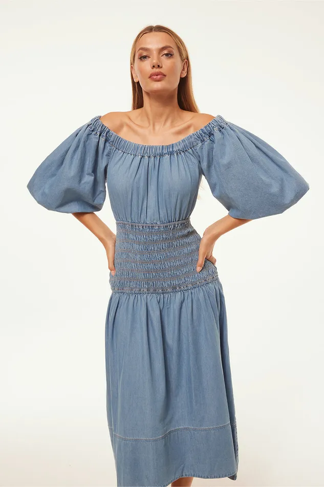 Misa Los Angeles Marilou Dress Blue Chambray Women Dresses